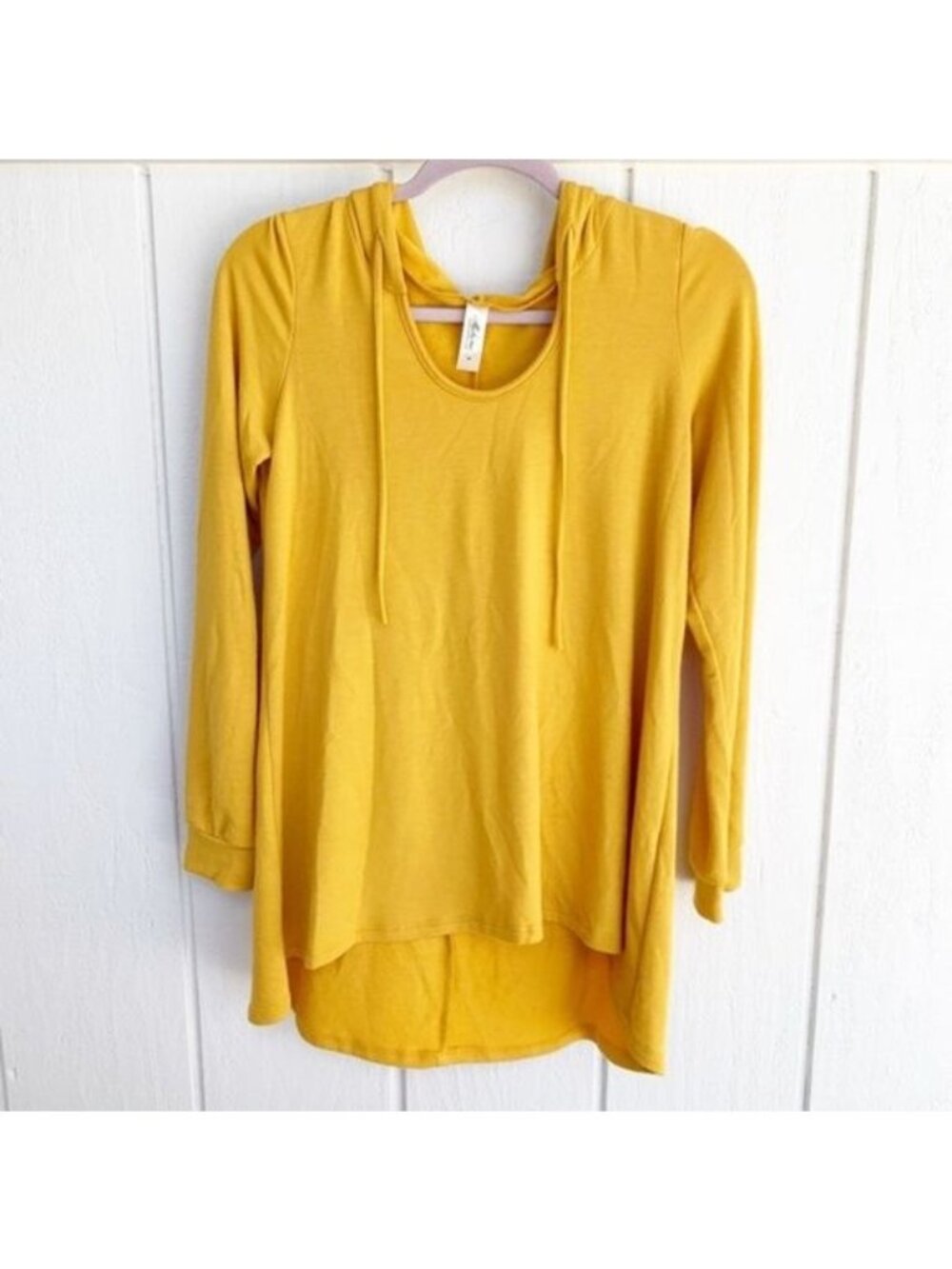 Mahina Hawaii Mustard Yellow Long Sleeve Pullover Hoodie Women's Medium M